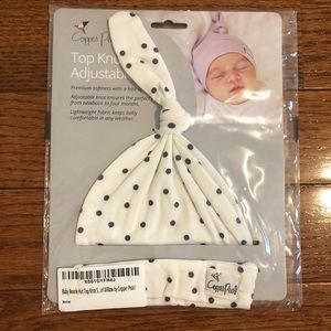 Copper Pearl topknot baby hat